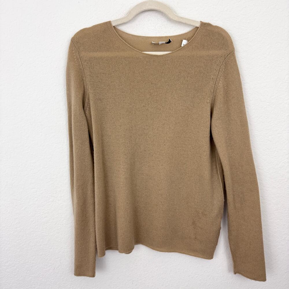 Vince Womens Pullover Sweater Size L Wool Cashmere Minimal Quiet Neutral Brown